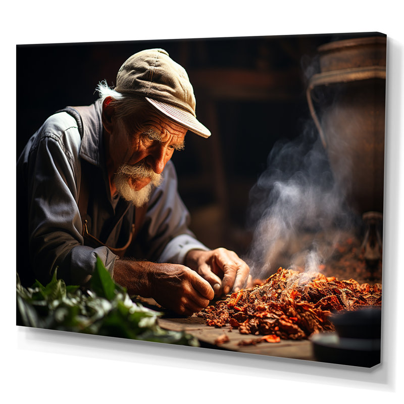 Expression artisanale de cigares à Cuba, Toile tendue, H 34 po x l 44 po x P 1,5 po