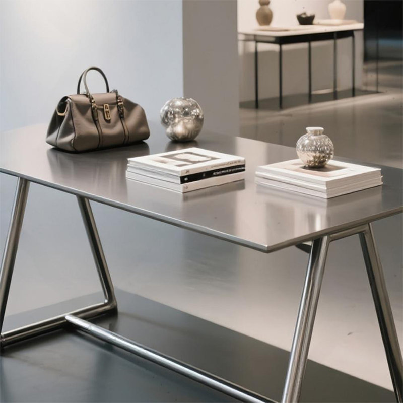 Table de présentation en acier inoxydable, H 29,53 po x l 70,87 po x P 23,62 po