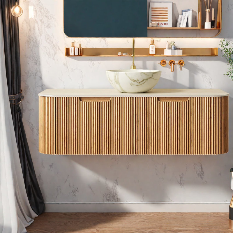 Meuble-lavabo et lavabo modernes peu encombrants, lavabo en céramique durable et pierre frittée