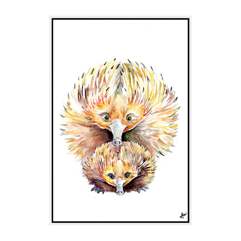 Décoration murale énigmatique Echidnas pour enfants, H 60 po x l 40po x P 1,5 po, Toile blanche encadrée