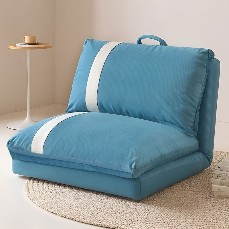 83" Modern Convertible Corduroy Floor Sofa Bed, Navy