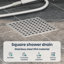  Shower Drain Silver Stainless Steel 304 Bathroom Drainage Fixture Cubic