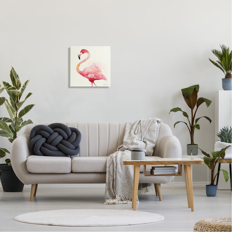 «Minimal Flamingo Bird Watercolor» par Stephanie Workman Marrott, impression sur toile tendue, H 17 po x l 17 po x P 1,5 po