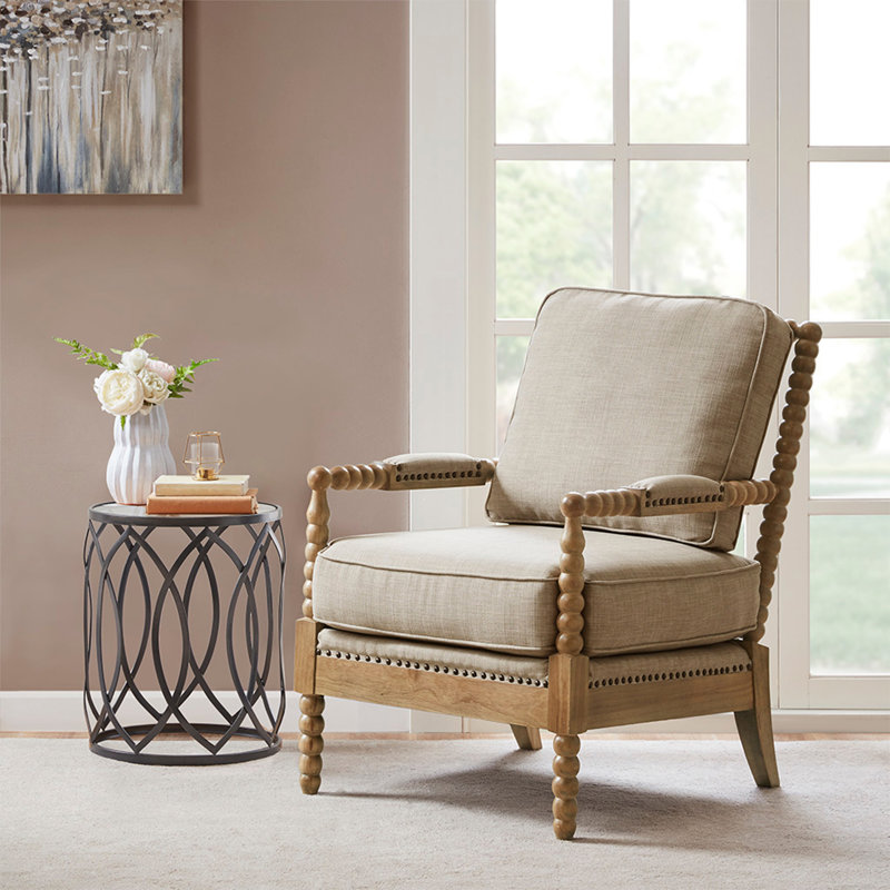 Chaise avec accoudoirs d'appoint, Gris, Brun