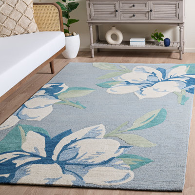 Jardin 403 Hand Tufted Wool/Cotton Floral Rug in Gray/Ivory