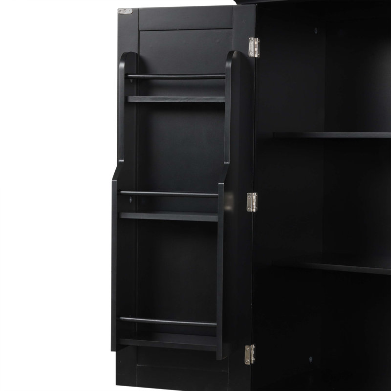 Bathroom Storage Cabinet with Doors and Drawer, Multiple Storage Space, Adjustable Shelf, Black