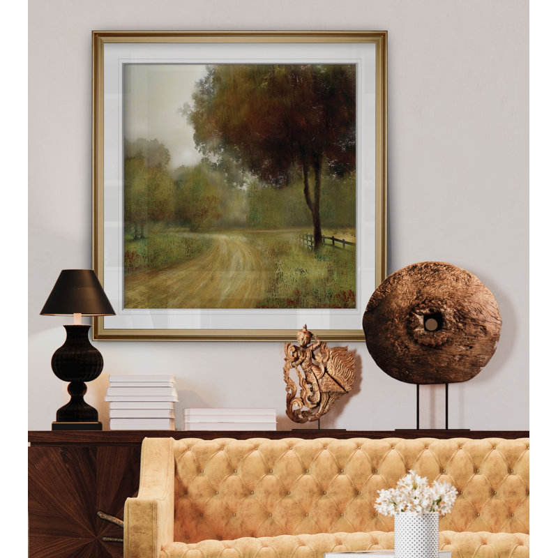 " Country Road ", 27" H x 27" W x 1.5" D, Gold Framed