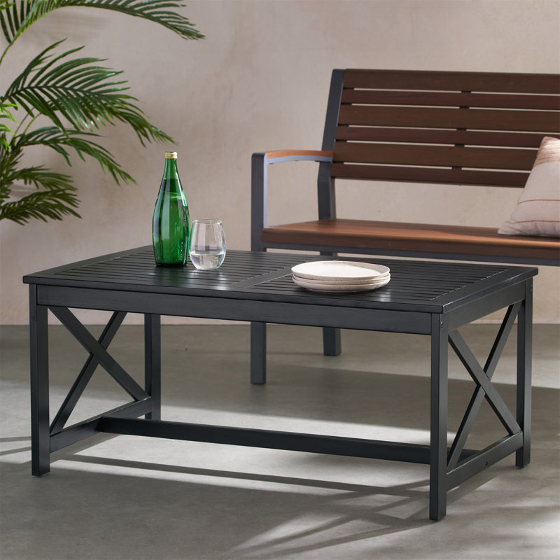 Chelan Solid Wood Coffee Table,Patio Table, Black