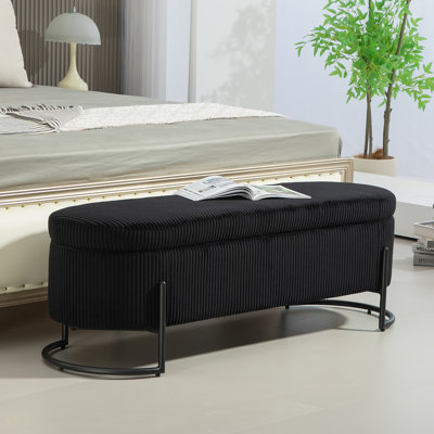 Repose-pieds avec rangement, banc de bout de chambre à coucher, repose-pieds de rangement rembourré en tissu avec charnière de sécurité, repose-pieds rembourré pour entrée et banc de repose-pieds pour le salon et la chambre à coucher