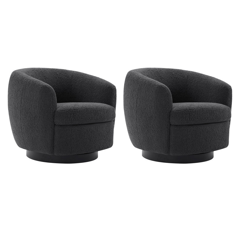 Fauteuil demi-tonneau pivotant rembourré Marcy, Boucle grise du Bélier