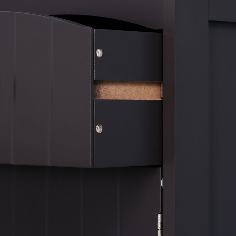 Armoire à linge marron avec 3 tablettes et un tiroir pour optimiser l'espace de la salle de bain