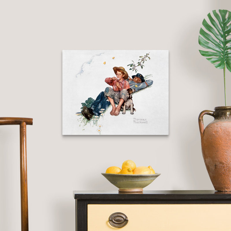 Grandpa et moi, cueillette de marguerites, art mural sur toile, H 16 po x l 20 po x P 1,25 po, Toile tendue