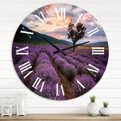 Lavender Field At Dawn III - Farmhouse wall clock