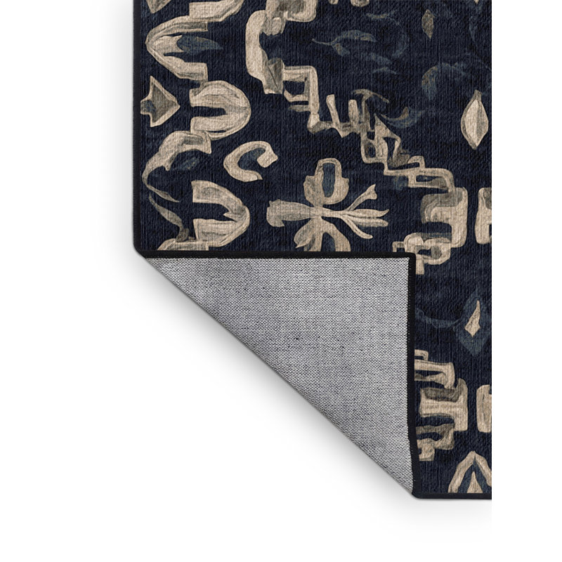 Machine Washable Gray Area Rug, Square 7'