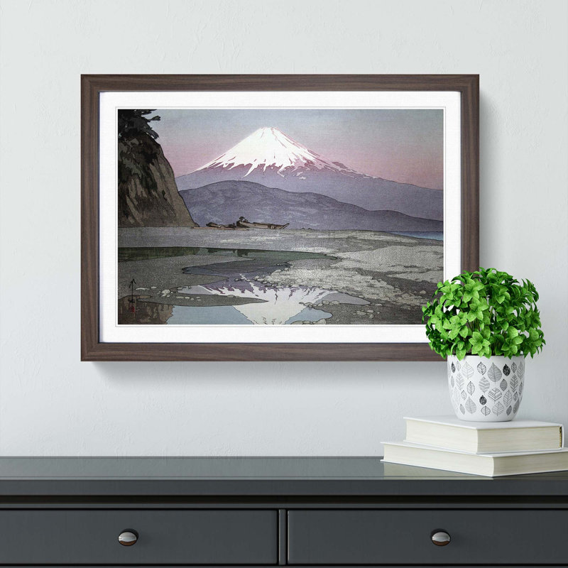 Fujiyama from Okitsu by Hiroshi Yoshida - Framed Print, 48cm H x 65cm W x 2cm D, Walnut Framed