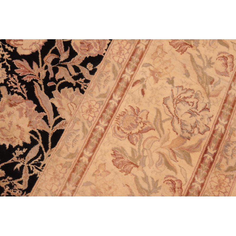Hand-Knotted Black Wool Traditional Rectangular Rug 8'1'' x 10'1''