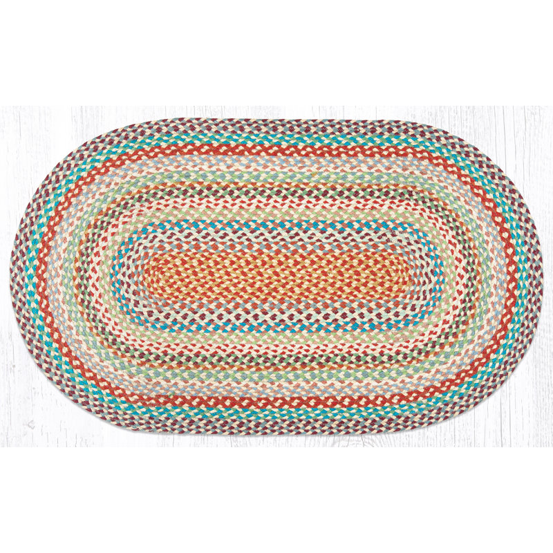 Earth Rugs Oval Accent Rug Multi Color Handwoven Braided Jute Rustic Farmhouse Style, Oval 3' x 5'