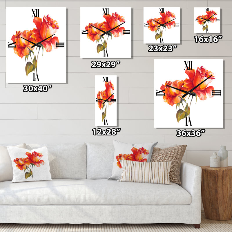 Horloge murale Deux roses en fleurs, Grand
