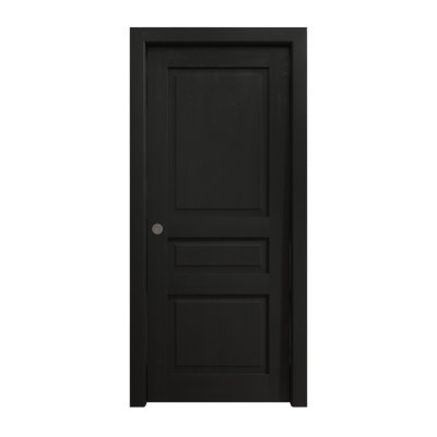 Pocket Door 18 x 80 inches Ego 5012 Painted Black Oak Kit Rail Hardware Solid Wood Interior Bedroom Modern Doors