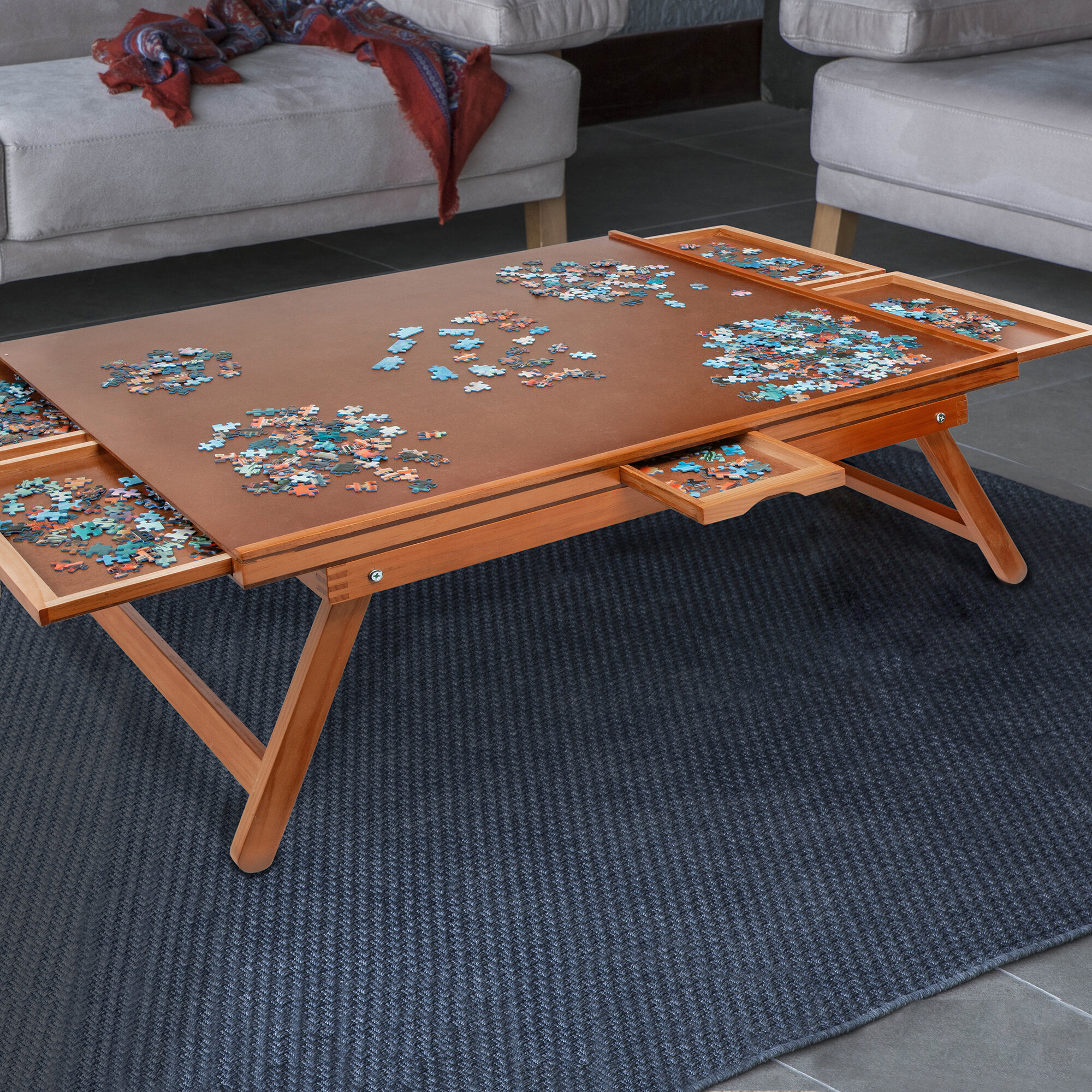 Fanwer Table de puzzle avec pieds et housse en bois (1500 pièces) et  Commentaires - Wayfair Canada