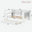Lit plateforme en bois avec tablettes de rangement, lit gigogne, station de charge, bureau à DEL, bureau et tête de lit tapissier-648480521