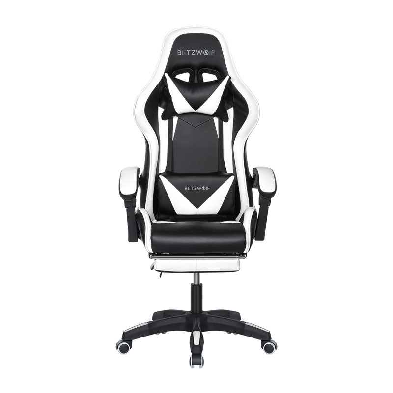 KingSo Adjustable Reclining Ergonomic Swiveling PC & Racing Game Chair with Footrest, White