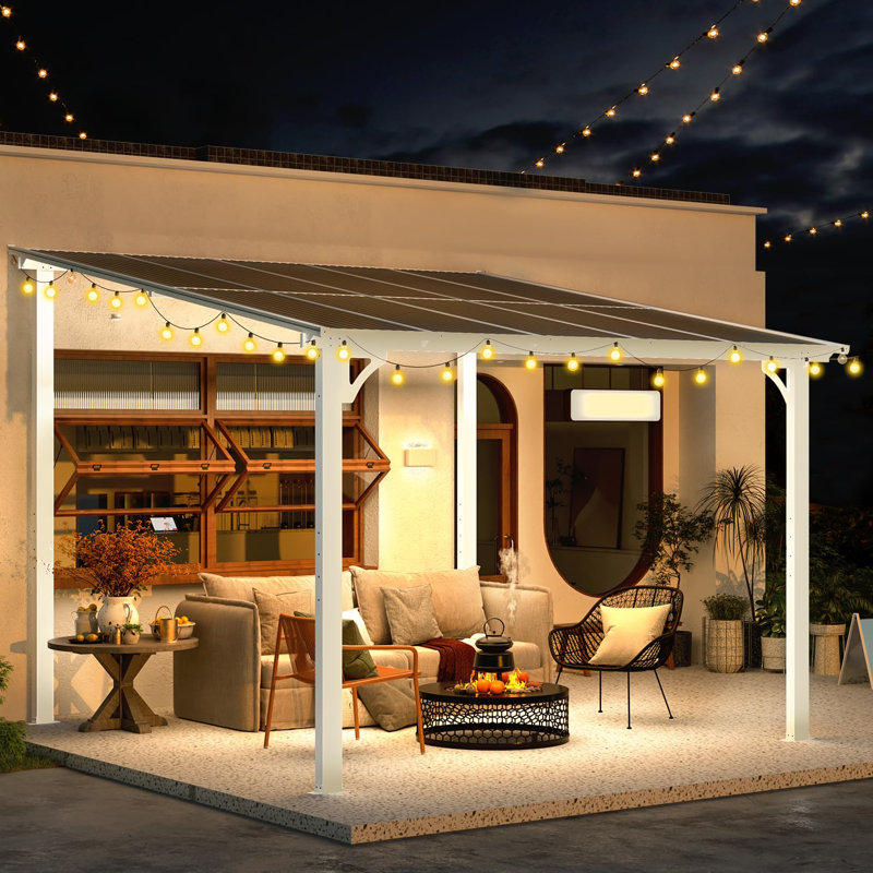 Mandalc Aluminum Pergola with Canopy, 304.8cm x 304.8cm, White