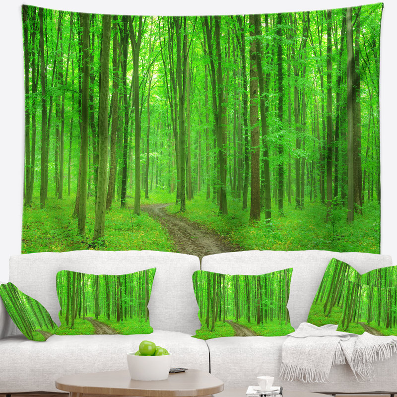 Sentier en tapisserie de forêt vert vif, H 32 po x l 39 po