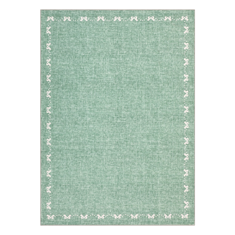 Washable Hallway Runner Rug - Modern Low Pile Non-Slip Area Carpet - Mark Resistant, Soft, Non-Shedding Bow Rug Bowknot Bordered Baby Girls Washable Kids Rugs Non Slip Soft Indoor Carpet