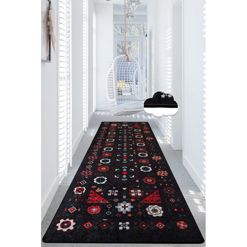 Premium Hall Carpet (2.6 x 4.9 ft), 100% Polyester, 0.2 in Pile Height, Antibacterial, Non-Slip Underlay | Machine Washable, Easy Care, Durable Design | Perfect for Living Room, Entryway & Home Décor
