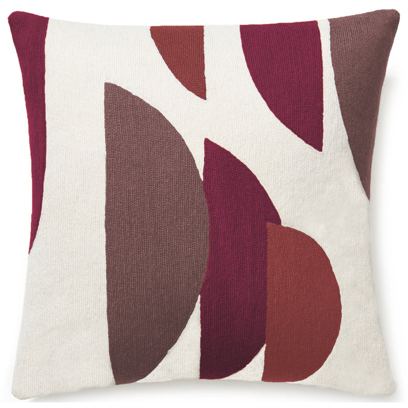 Slice Hand-Embroidered Chain Stitch Pillow, Cream/Mauve/Claret/Raspberry