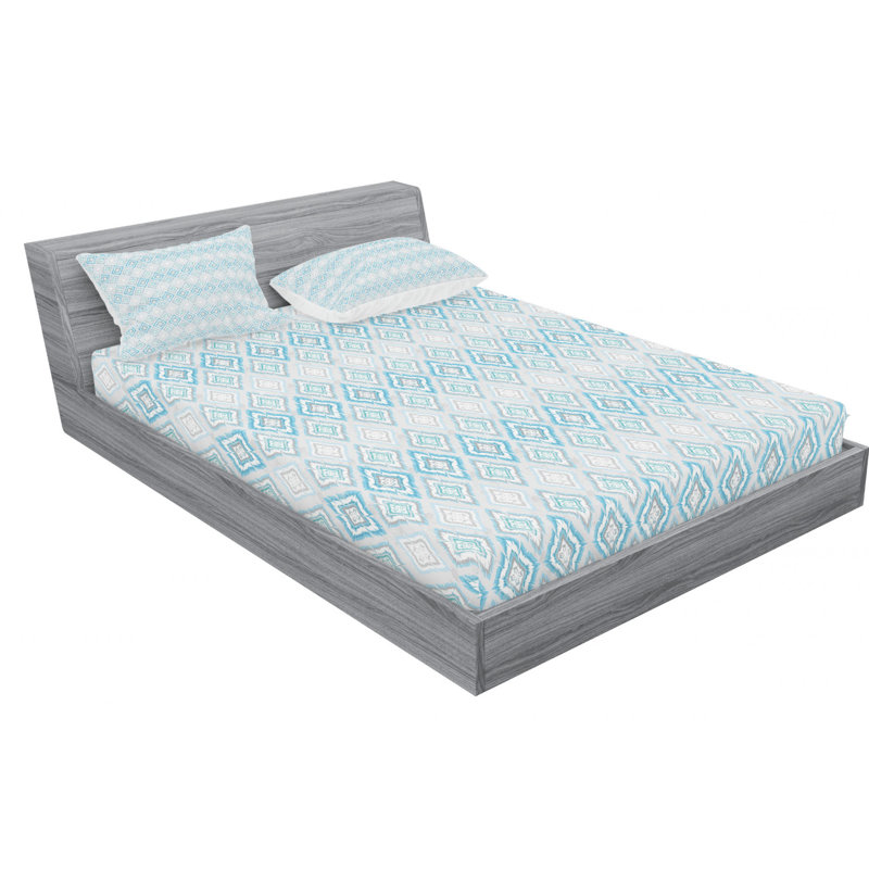 Microfiber Ikat Sheet Set, Full/Double Sheet Set+Fitted Sheet+2 Pillowcases