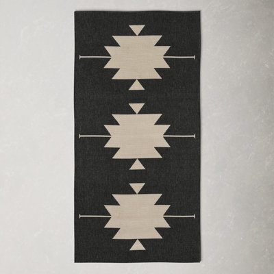Genesis Charcoal Cream Southwestern Outdoor Rug