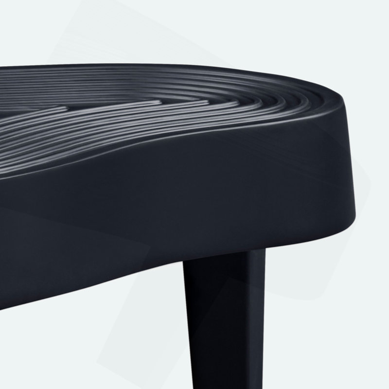 Matte Black Fiberglass Irregular Lift-Top Coffee Table