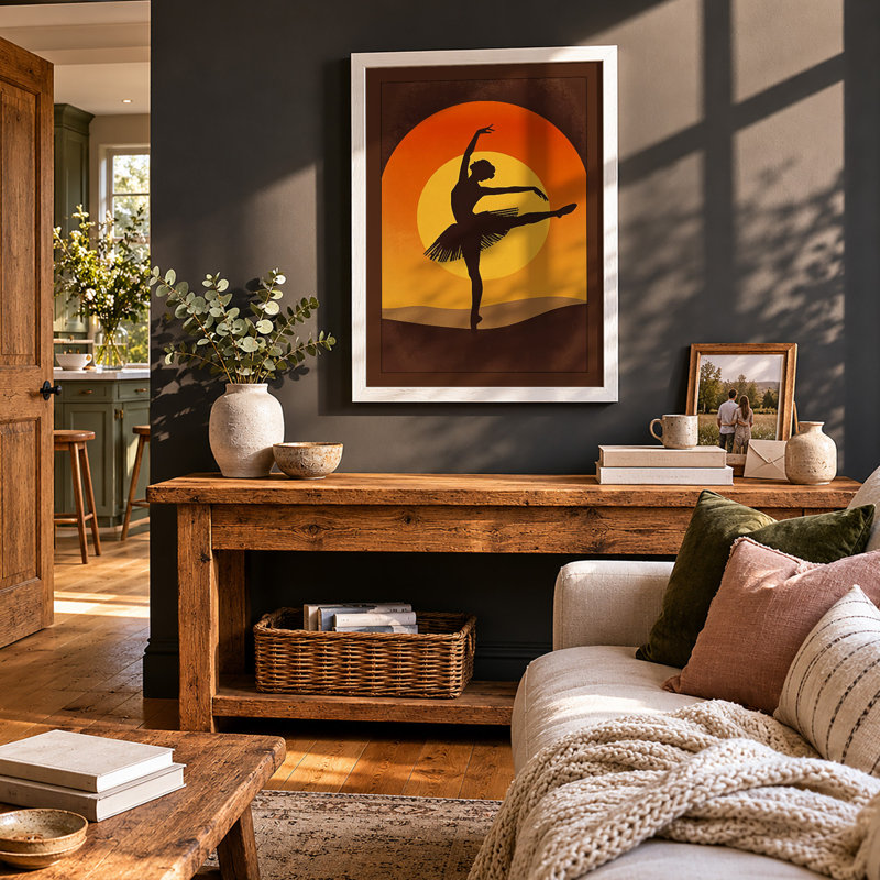 Dancer At Sunset Modern - Print, A4 - 29.7 x 21.0 cm, White