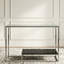Odilia Console rectangulaire en verre noir et chrome avec tablette en verre ondulé