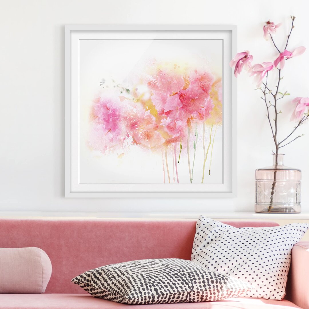 Gerahmter Kunstdruck Peonies Watercolour