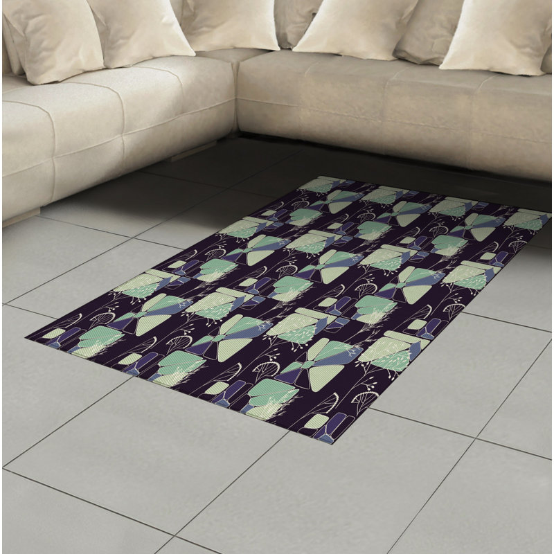 Tapis décoratif floral à haute densité en fibres de polyester, Rectangle— 4 pi x 5 pi 8 po