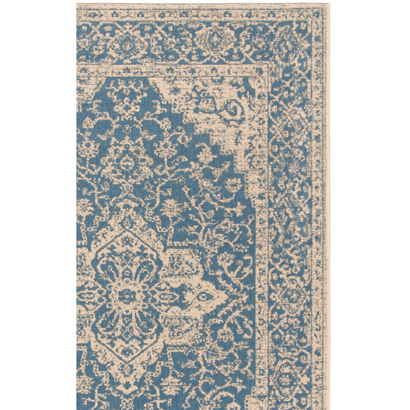 Danya Blue/Cream Indoor/Outdoor Area Rug, Runner 2'2" x 6'