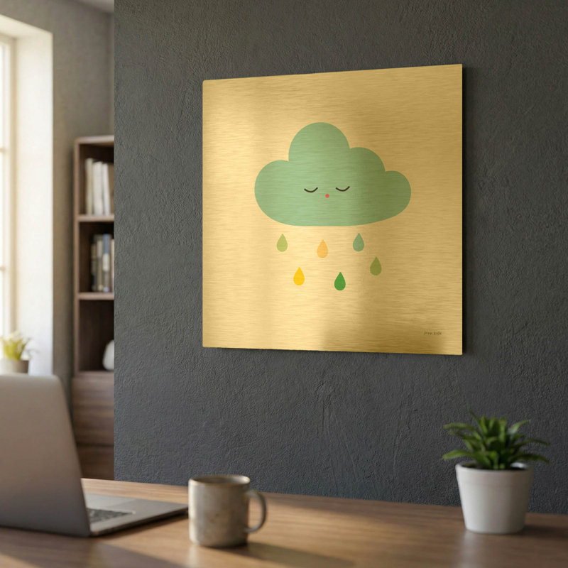« Nuage endormi I » par Ann Kelle, tableau mural en métal doré, 61 cm x 61 cm, 24 po x 24 po