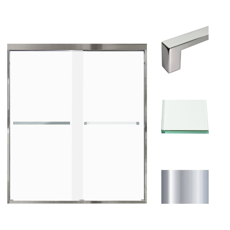 Frederick 59" Polished Chrome Semi-Frameless Sliding Shower Door