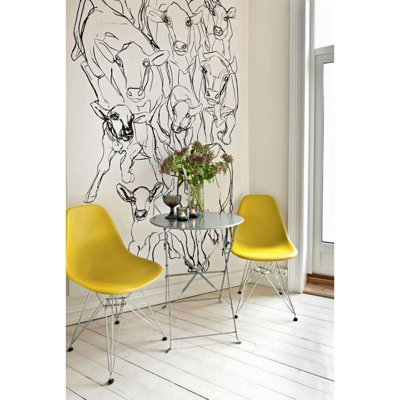 Edgewater Transparent Armless Dining Side Chairs with Wire Base