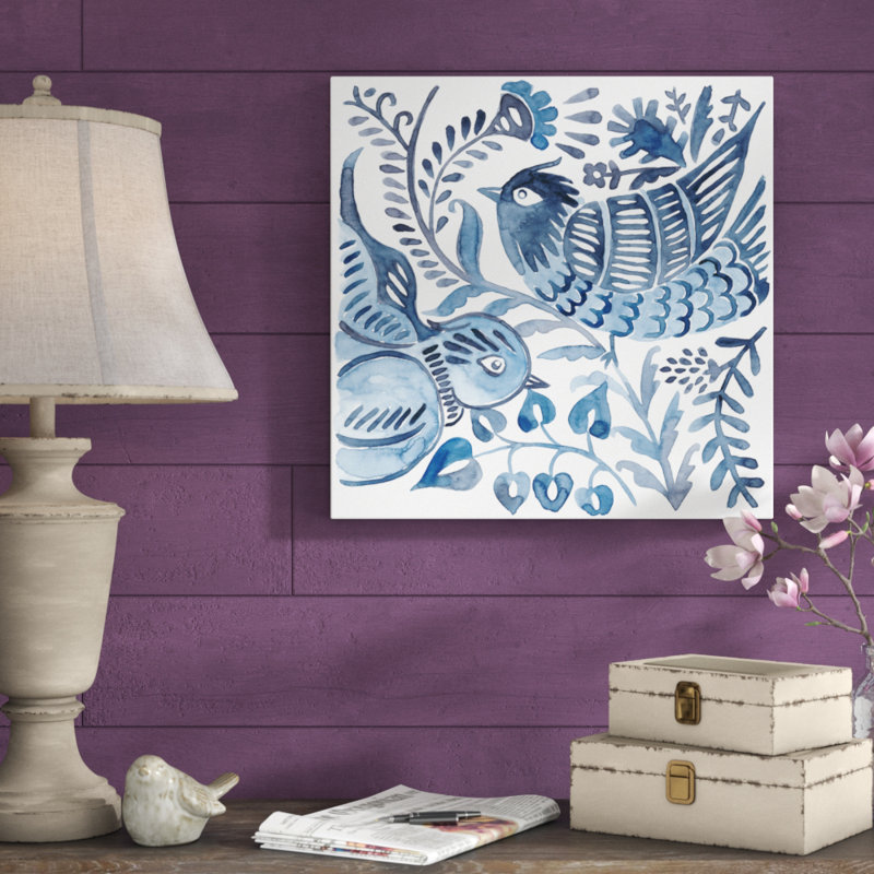 Indigo Ornament III by Chariklia Zarris - Wrapped Canvas Painting, 51cm H x 51cm W x 3.8cm D