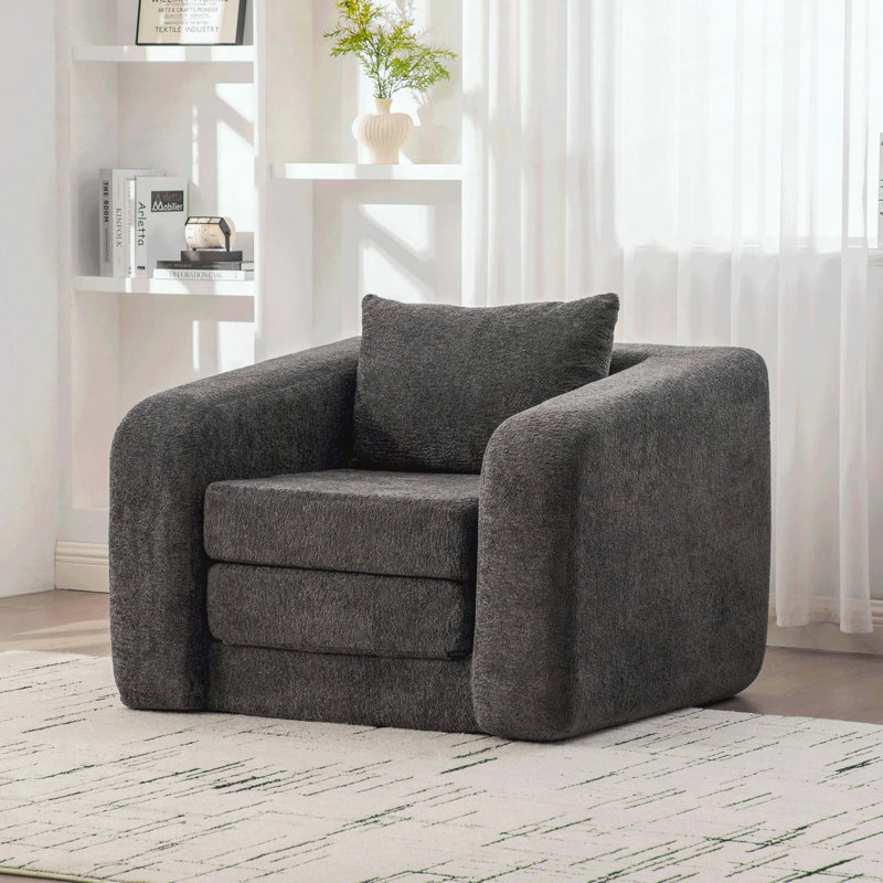 Canapé-lit pliable convertible - Chenille - Gris, Gris