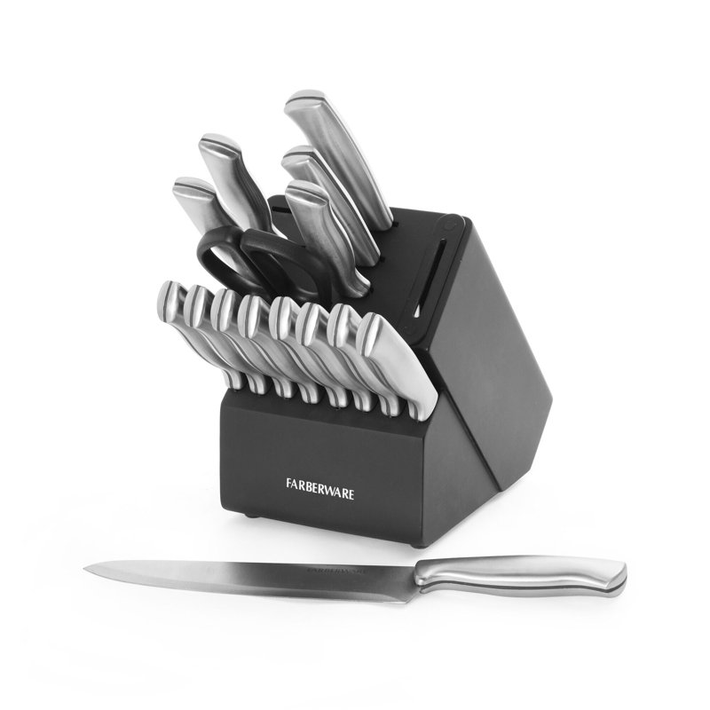 Farberware Farberware Edgekeeper 16-Piece Stainless Steel Knife Block Set with Built-In Sharpener