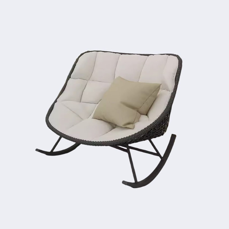 Chaise berçante décontractée simple et moderne, Blanc, Noir