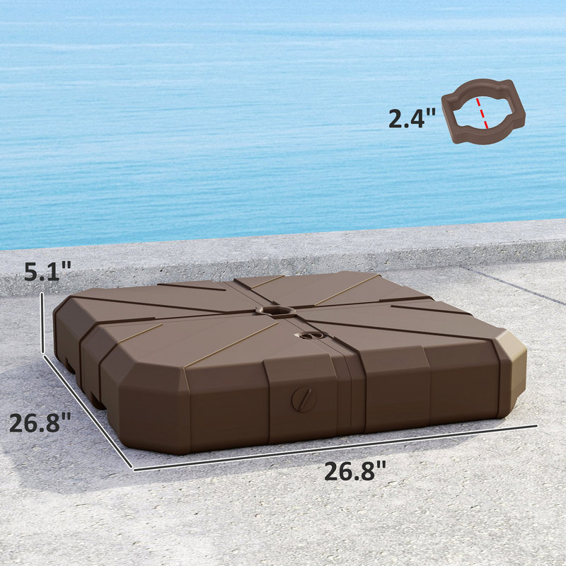 Heavy Duty Outdoor Umbrella Stand Base,Square Patio Umbrella Base,Cantilever Offset Umbrella Base, Brown