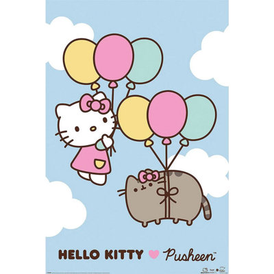  Officiellement sous licence Hello Kitty - Up & Away 24 x 36 pouces, affiche d'art - reproduction décorative - papier affiche - prêt à encadrer