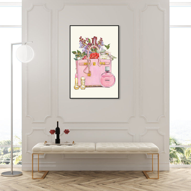 My Floral Gift Handbags - Peinture sur toile, H 45 po x l 30 po, Toile avec cadre noir