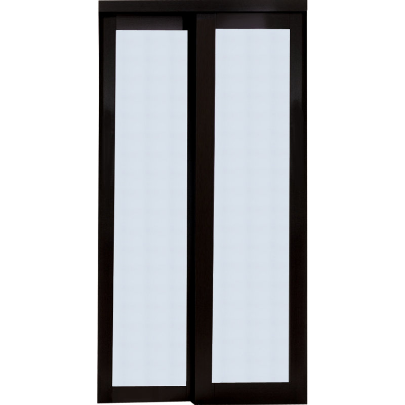 Portes de placard coulissantes en verre Euro avec ensemble de quincaillerie d'installation, Espresso, 48 po x 80 po